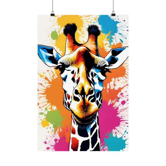 Multicolored Giraffe 08 Matte Vertical Poster