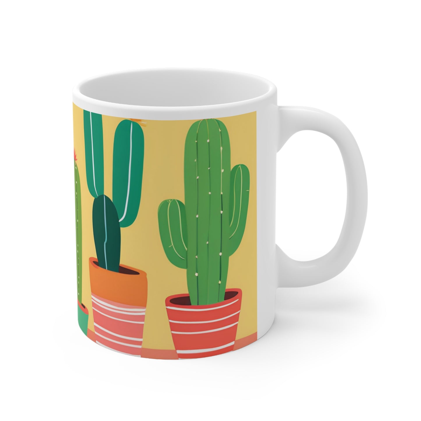 Playful Cacti 6 White Ceramic Mug 11oz