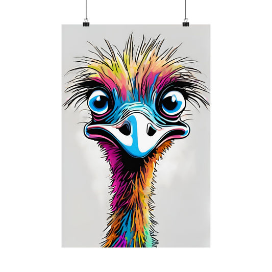 Multicolored Angry Emu 04 Matte Vertical Poster