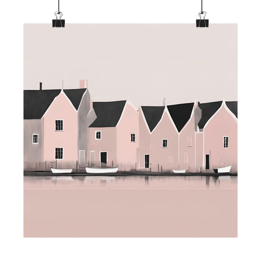 By The Sea Pink 3 Matte Square Posters