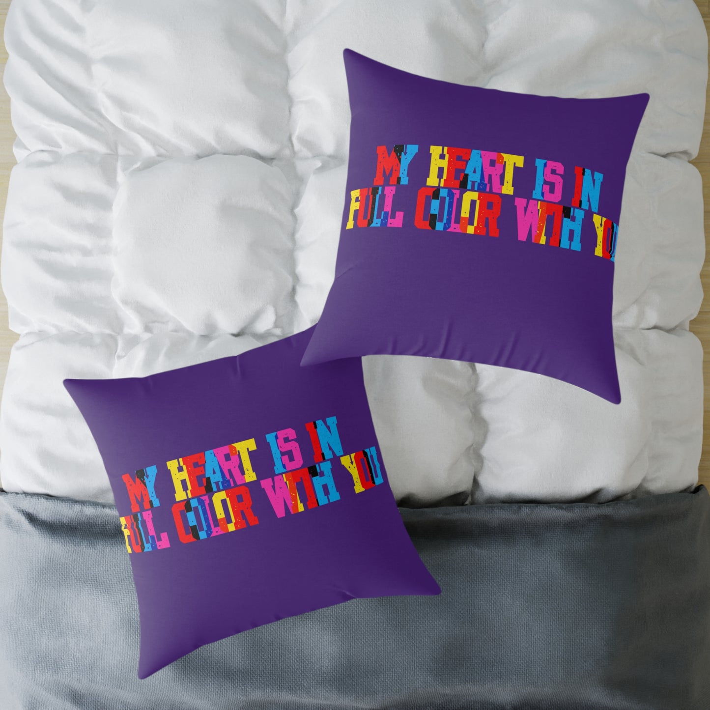 My Heart Is In Full Color With You Poly Pillow