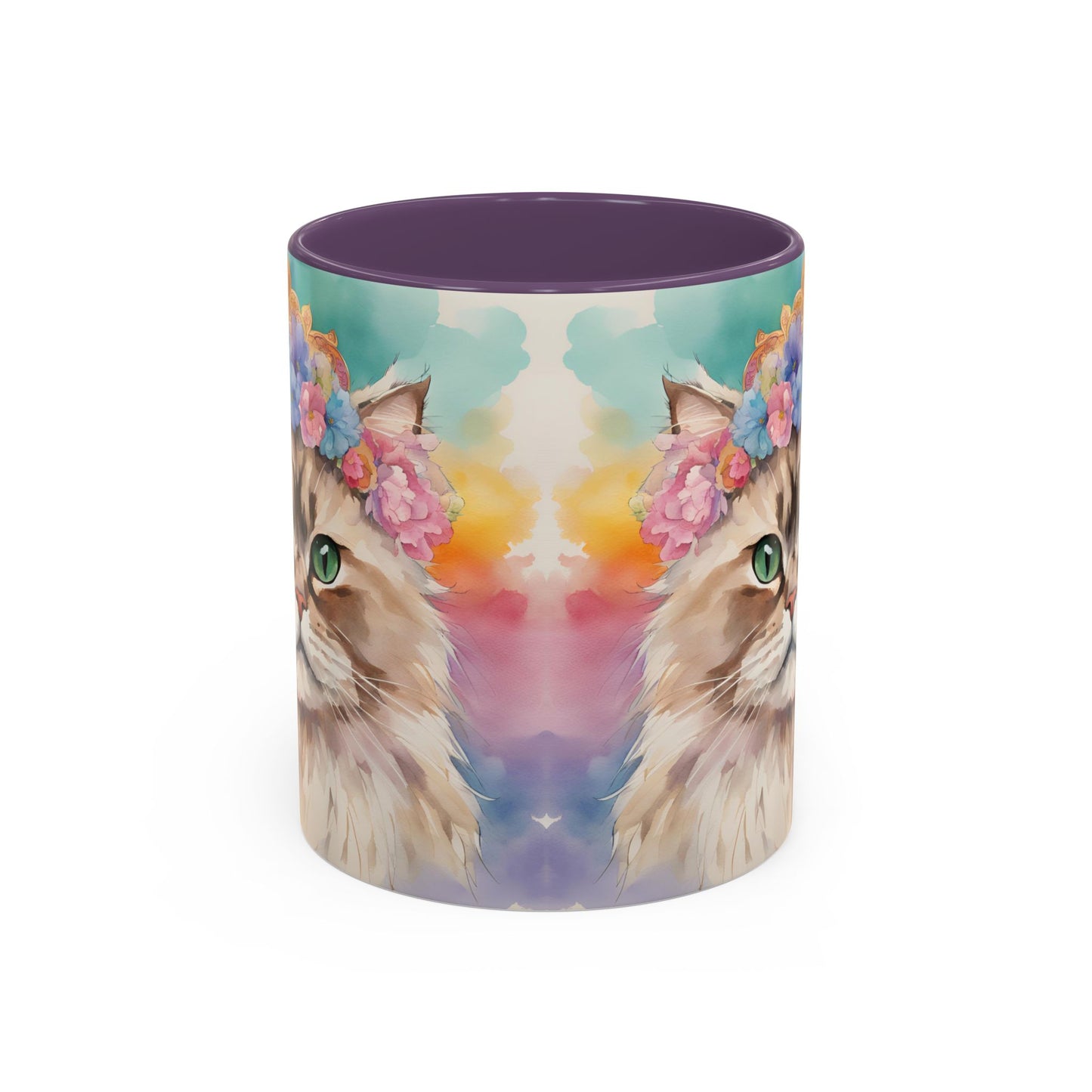 Floral Siamese Cat 02 Accent Coffee Mug - 11oz Perfect for Cat Lovers & Gifts
