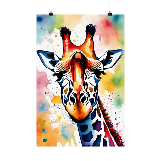 Multicolored Giraffe 04 Matte Vertical Poster