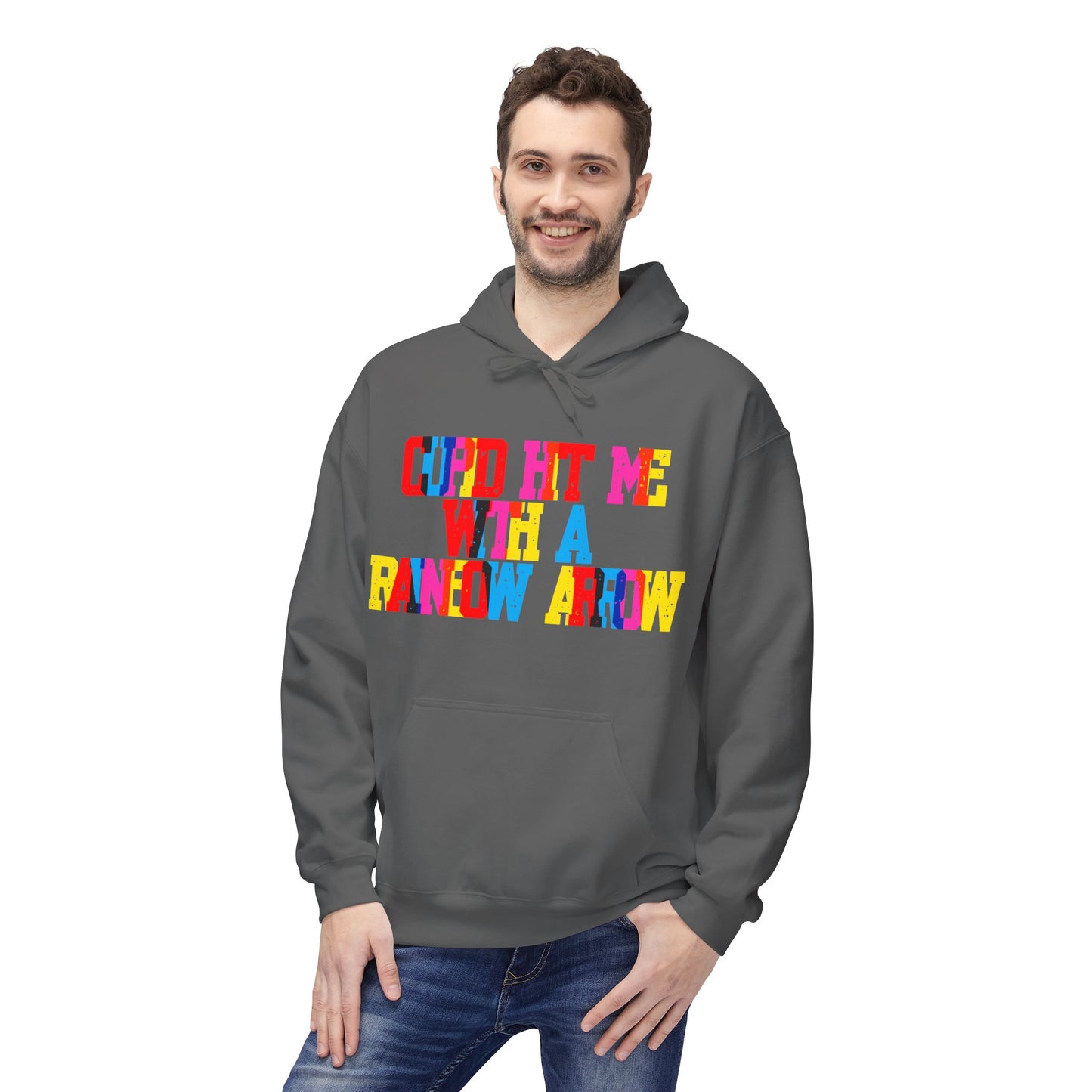 Cupid Hit Me With A Rainbow Arrow Unisex Valentines Hoodie
