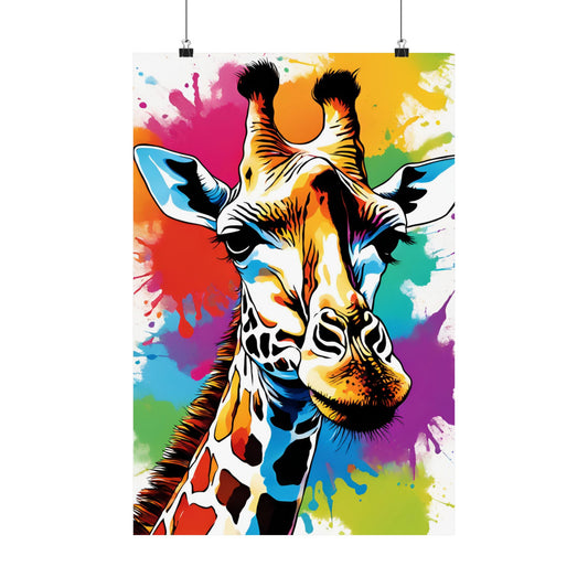 Multicolored Giraffe 05 Matte Vertical Poster