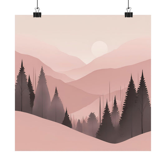 Lonely Forest Pink 04 Matte Square Posters