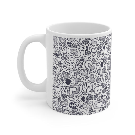 Doodle Love Valentines Mug Ceramic 11oz