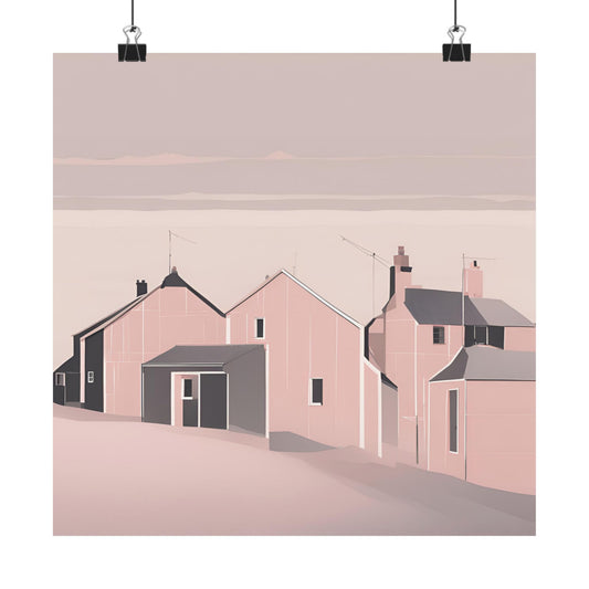 By The Sea Pink 6 Matte Square Posters