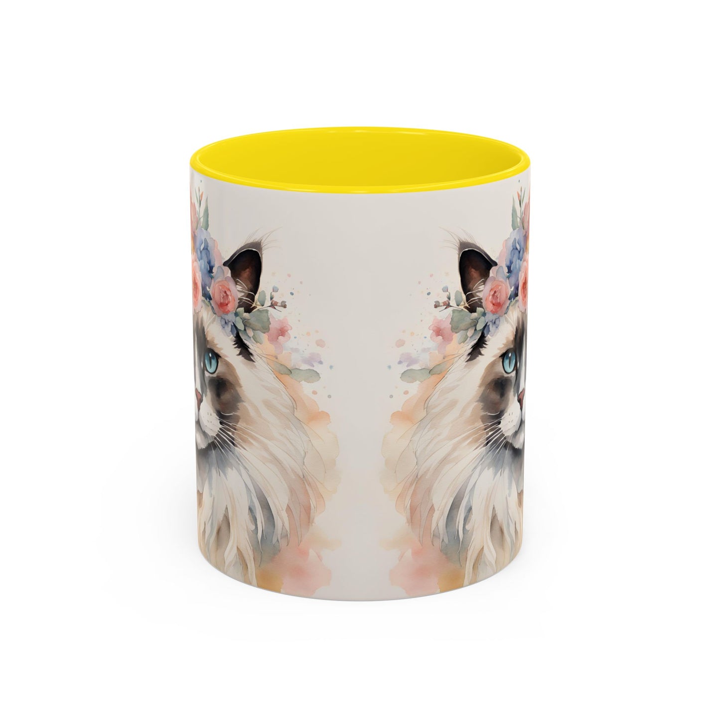 Floral Siamese Cat 04 Accent Coffee Mug - 11oz Perfect for Cat Lovers & Gifts