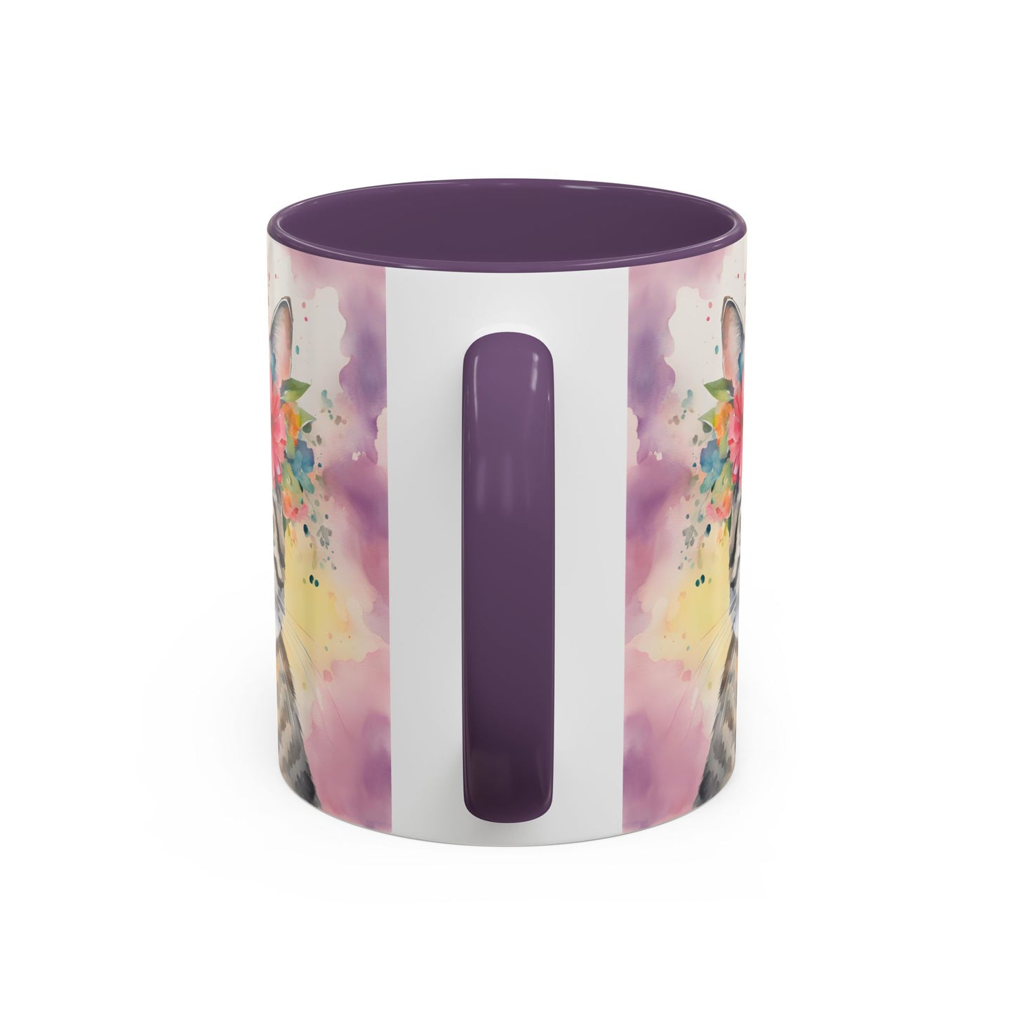 Floral Tabby Cat 02 Accent Coffee Mug - 11oz Perfect for Cat Lovers & Gifts