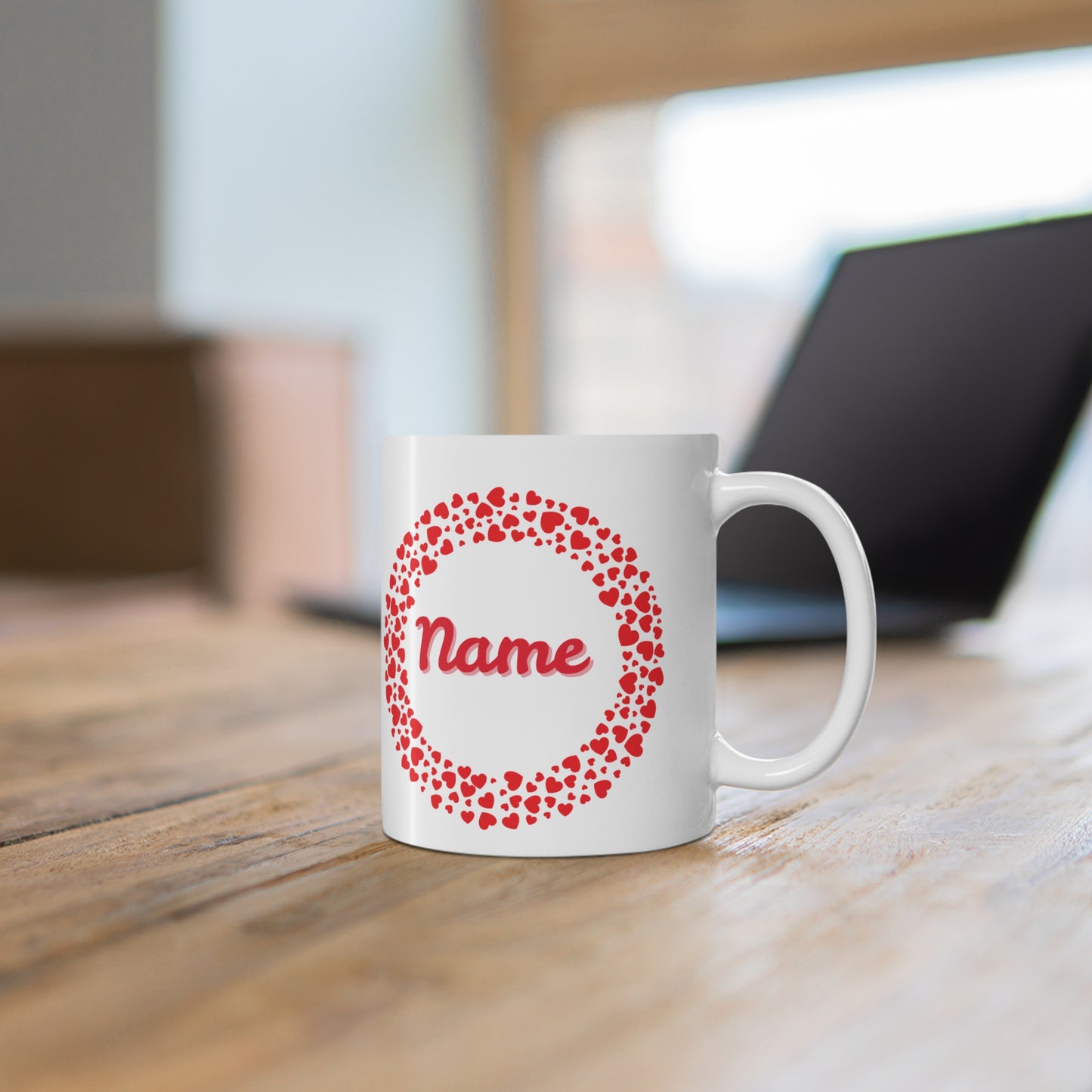 (Personizable) Hearts Valentines Mug Ceramic 11oz