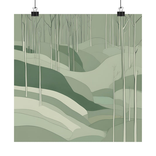 On The Hillside Green 16 Matte Square Posters