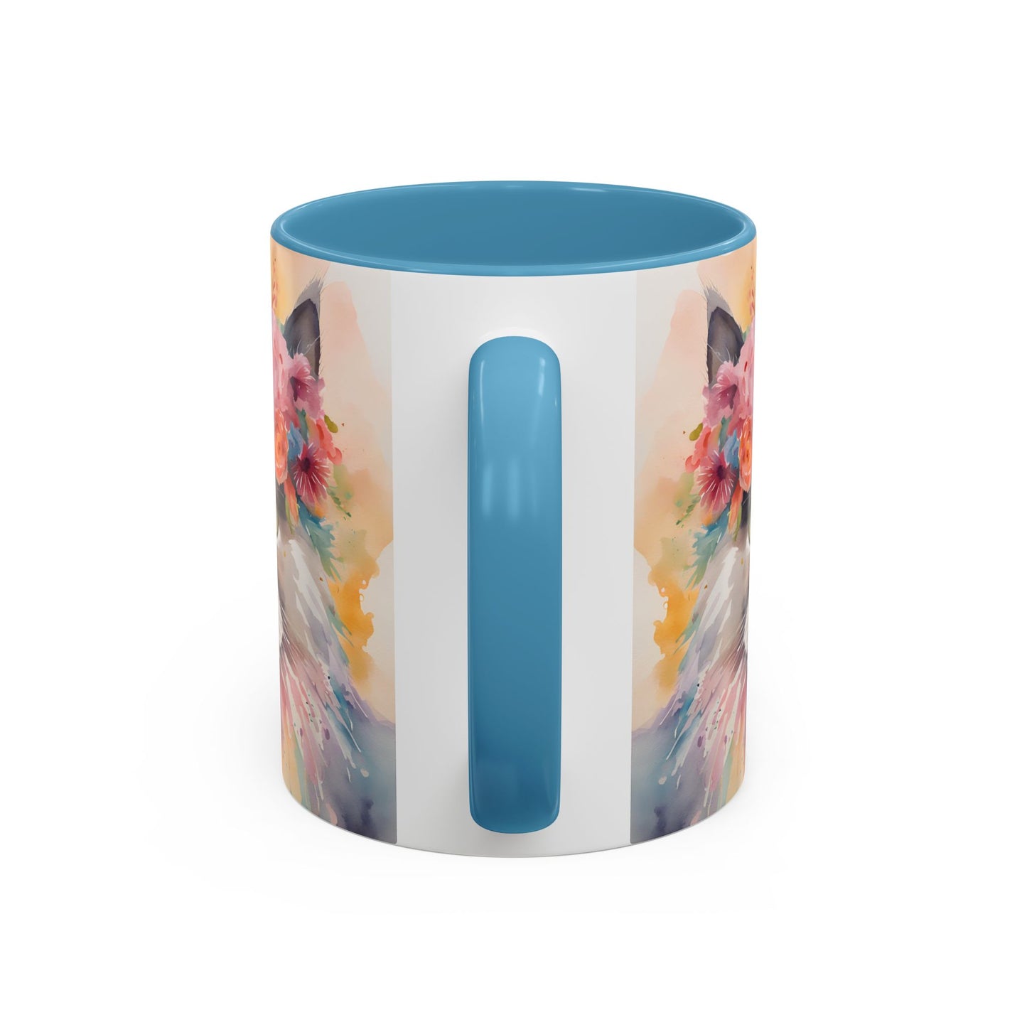Floral Siamese Cat 03 Accent Coffee Mug - 11oz Perfect for Cat Lovers & Gifts