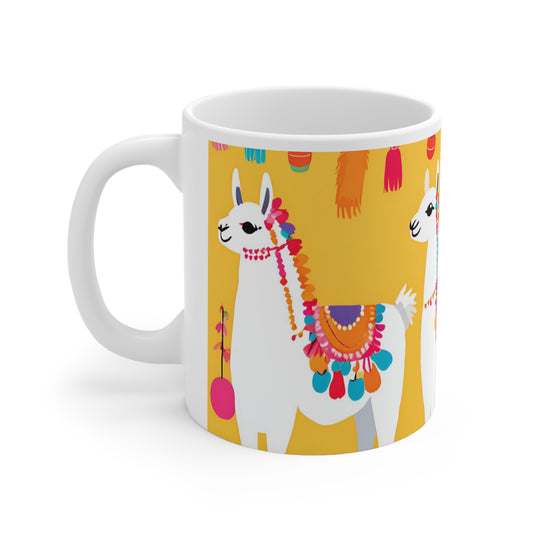 Playful Llama 2 White Ceramic Mug 11oz