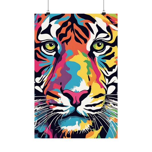 Multicolored Tiger 2 Matte Vertical Poster