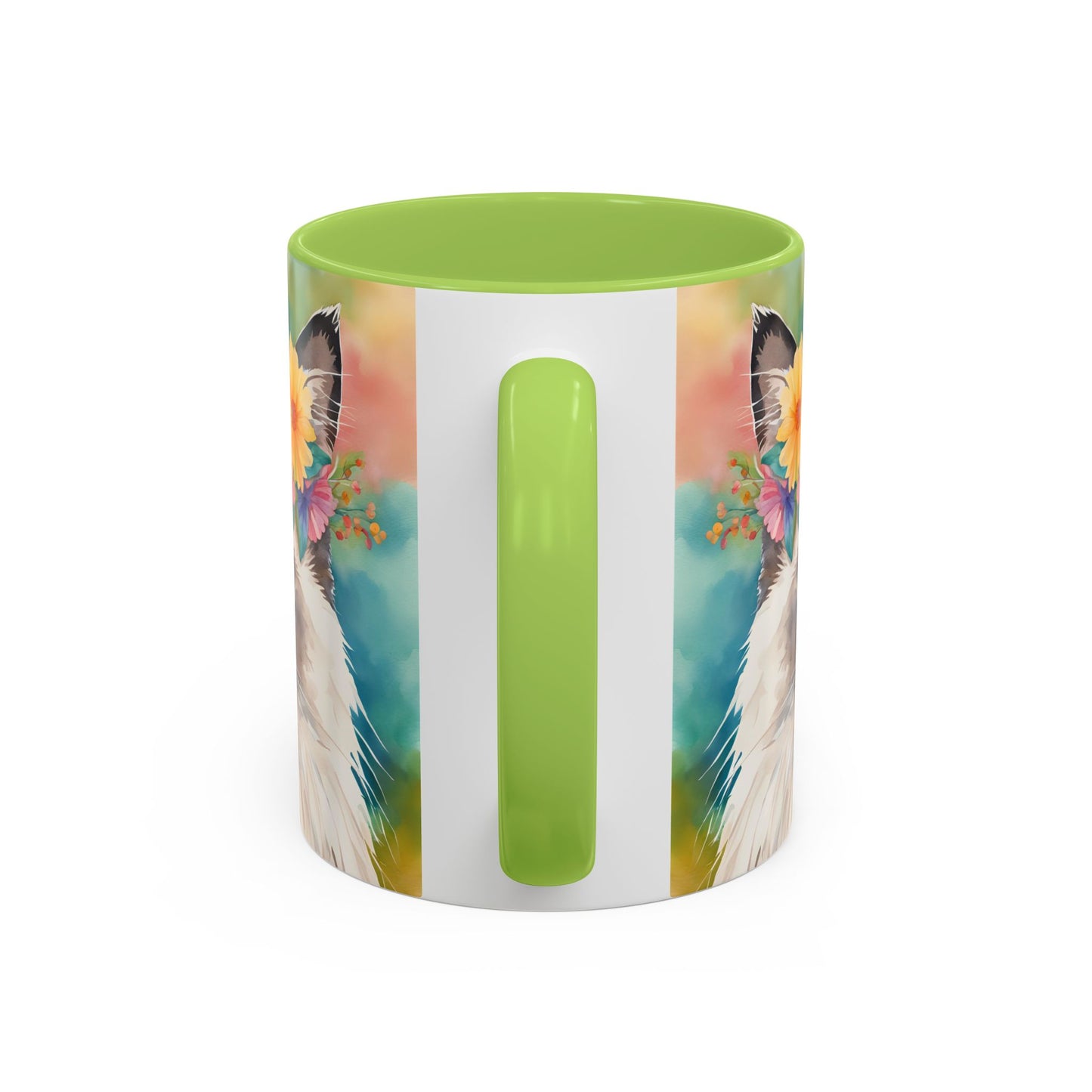 Floral Rag Doll Cat 01 Accent Coffee Mug - 11oz Perfect for Cat Lovers & Gifts
