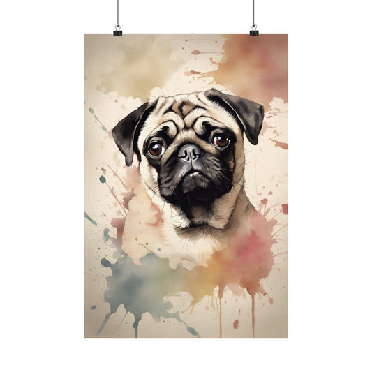 Dogs Pug 02 Matte Vertical Poster