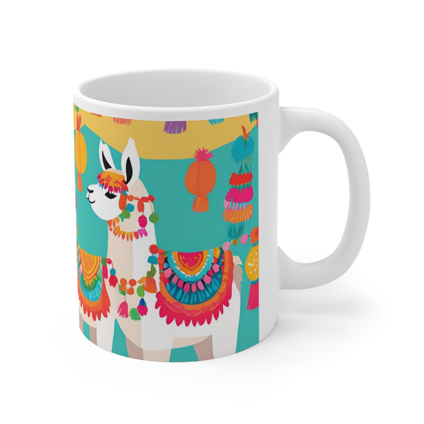 Playful Llama 3 White Ceramic Mug 11oz