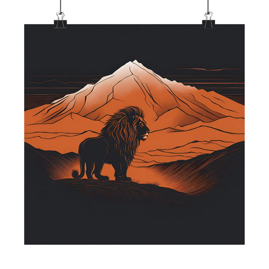 Lone Collection Lion 1 Matte Square Posters