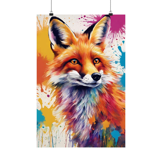 Multicolored Fox 2 Matte Vertical Poster