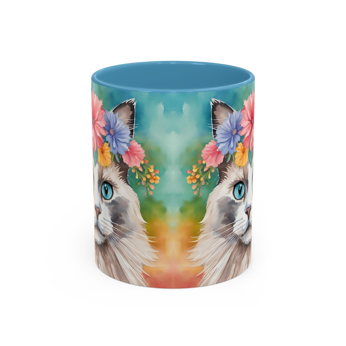 Floral Rag Doll Cat 01 Accent Coffee Mug - 11oz Perfect for Cat Lovers & Gifts