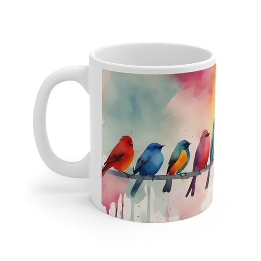 Birdies In A Row 01 Mug - Nature's Beauty Collection