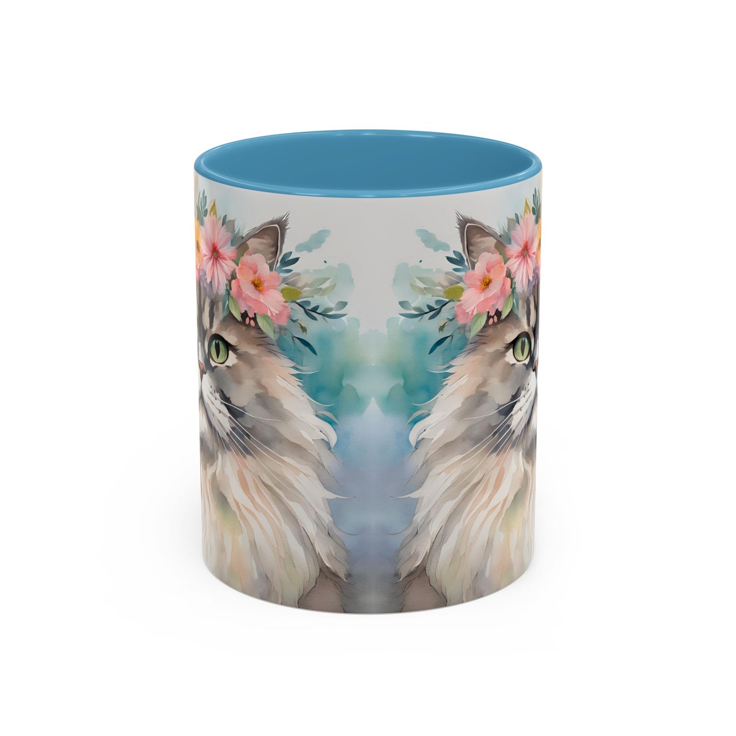 Floral Siamese Cat 01 Accent Coffee Mug - 11oz Perfect for Cat Lovers & Gifts