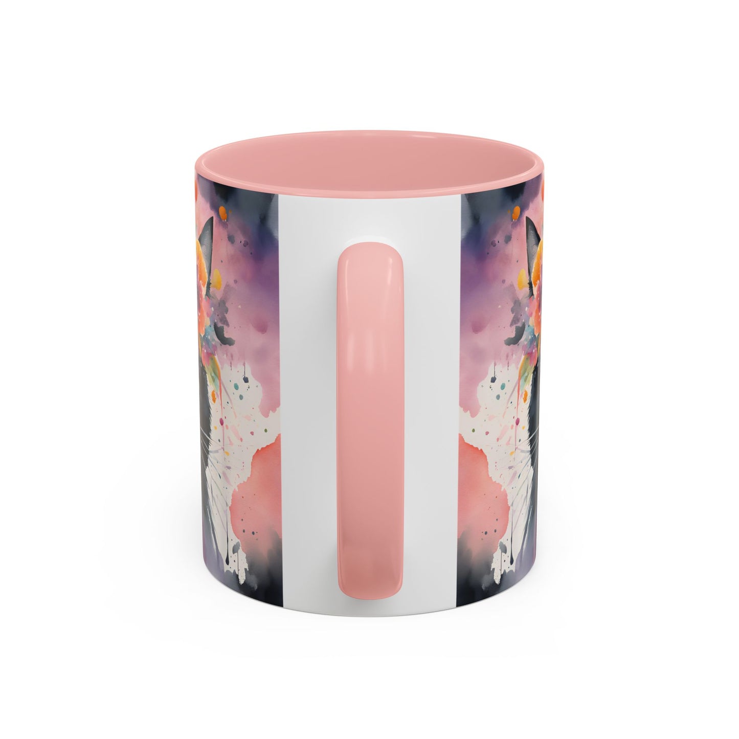 Floral Black Cat 03 Accent Coffee Mug - 11oz Perfect for Cat Lovers & Gifts