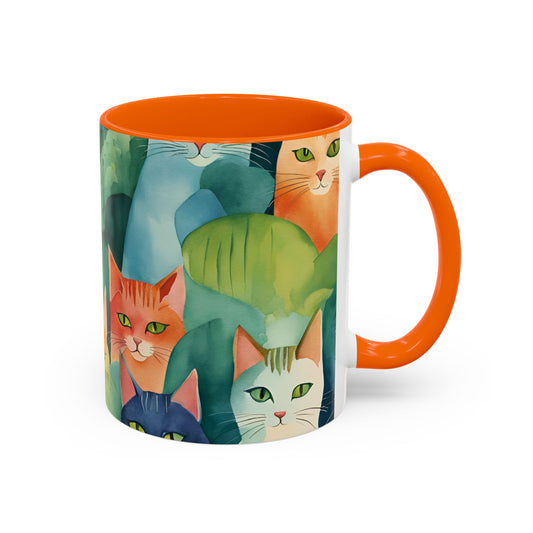 Multicoloured Kitties 6 Accent Mug 11oz