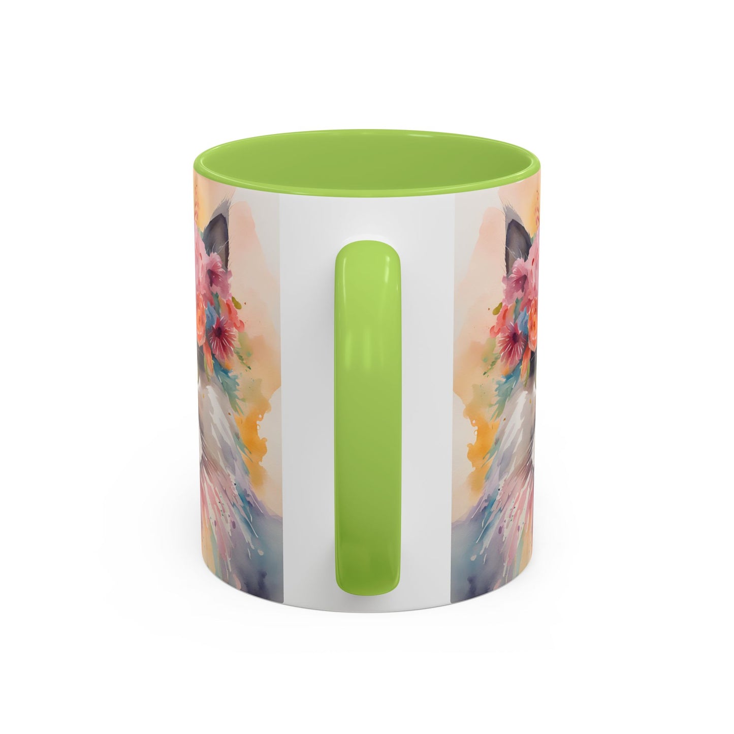 Floral Siamese Cat 03 Accent Coffee Mug - 11oz Perfect for Cat Lovers & Gifts