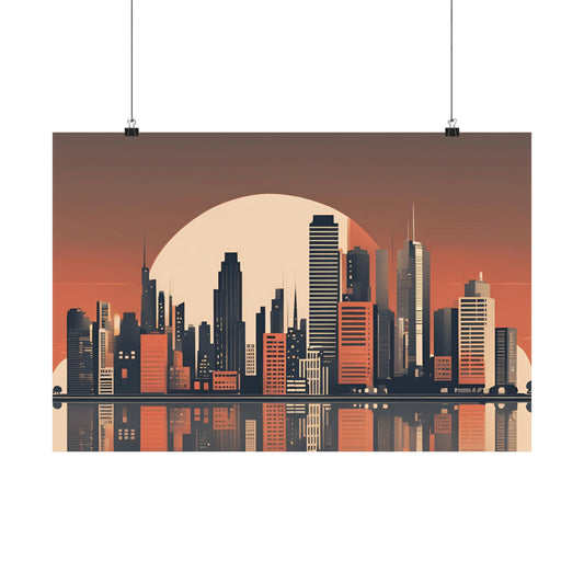 Retro cityscape 3 Matte Horizontal Posters