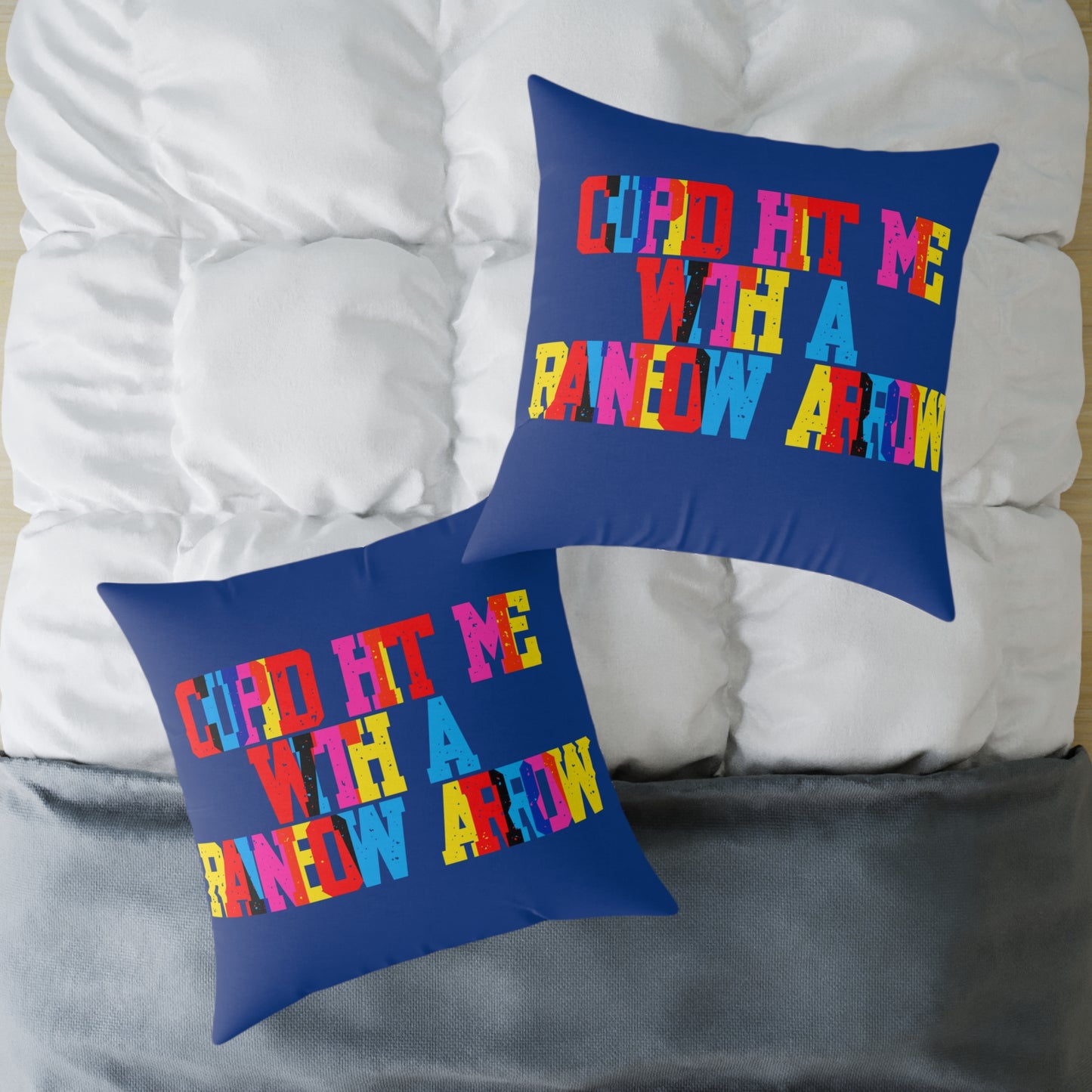 Cupid Hit Me With A Rainbow Arrow Poly Pillow