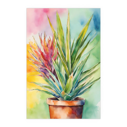 Multicolored Pot Plant 3 Indoor and Outdoor Silk Poster