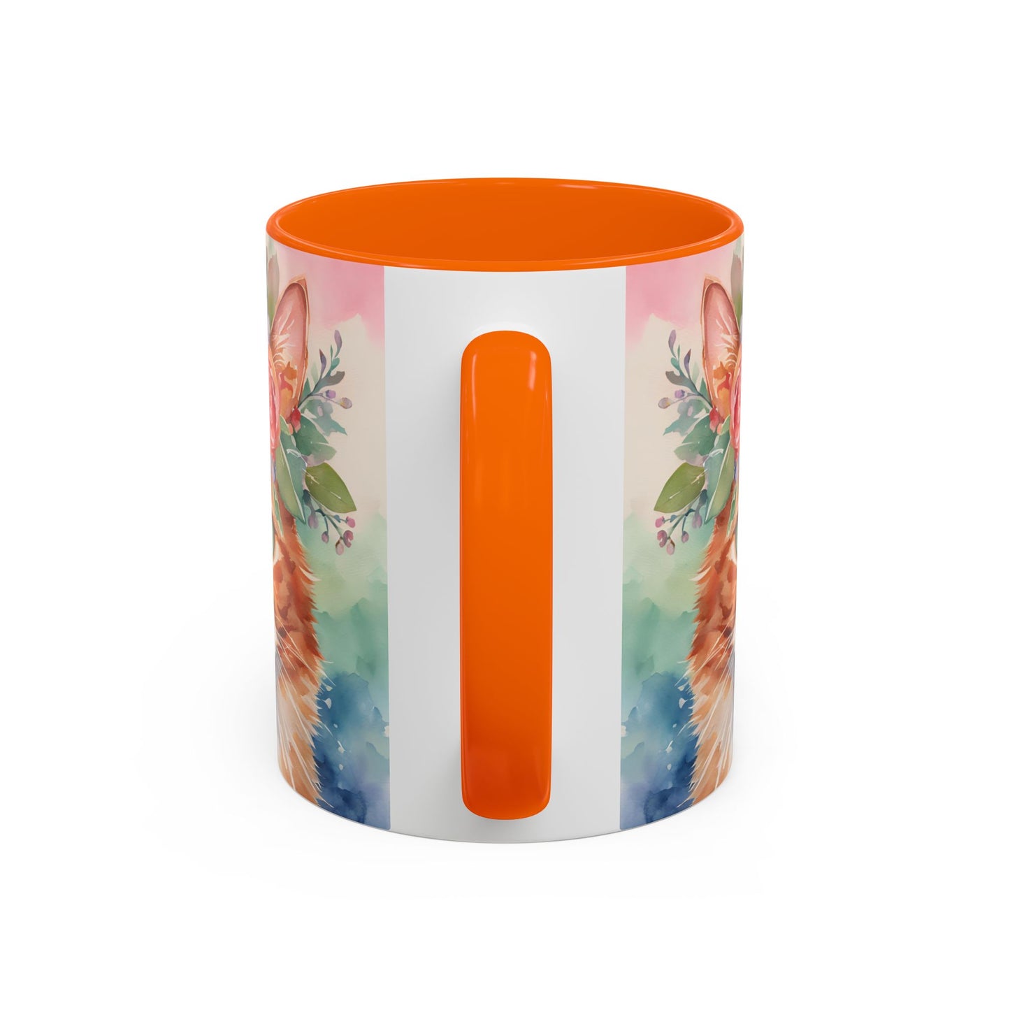 Floral Ginger Cat 01 Accent Coffee Mug - 11oz Perfect for Cat Lovers & Gifts
