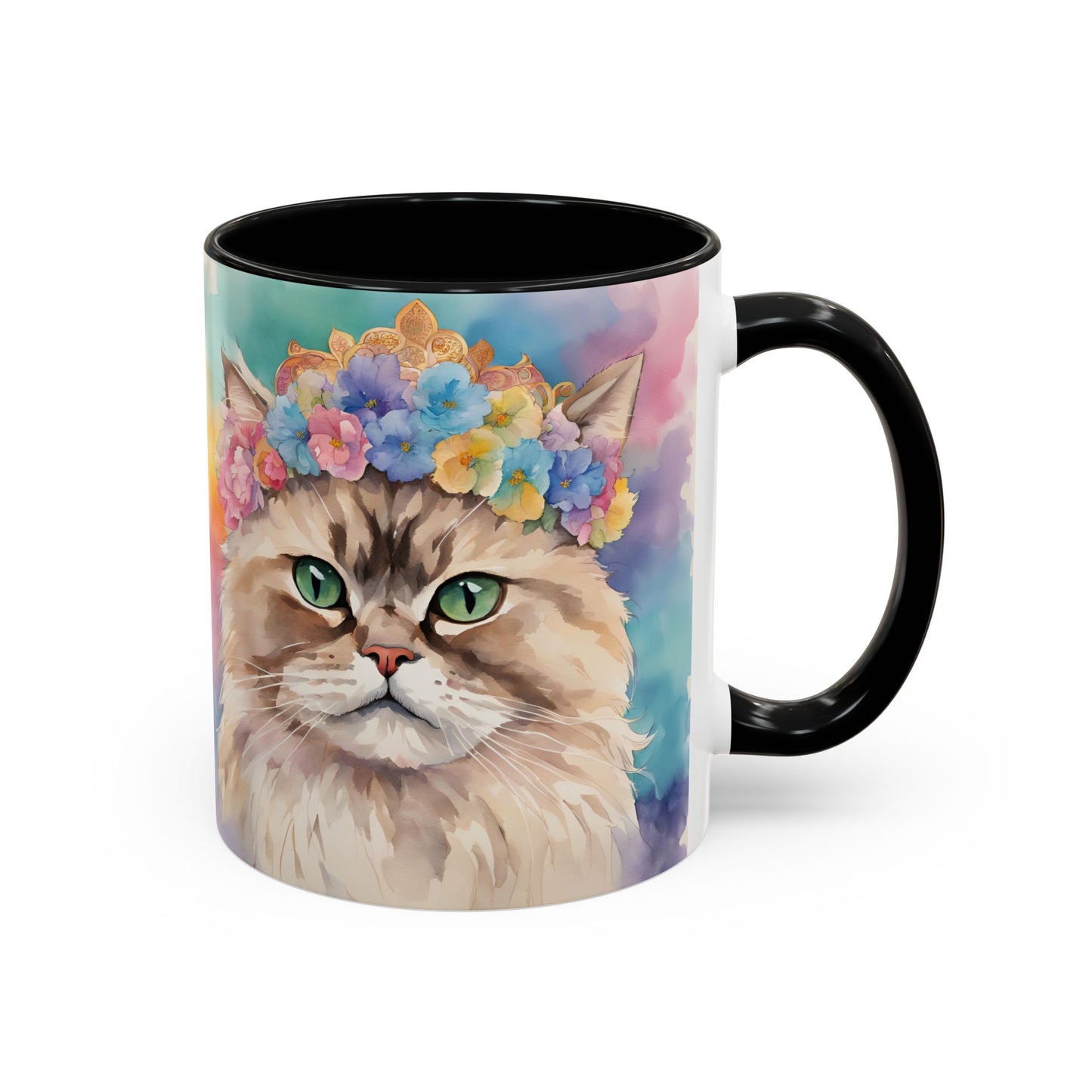 Floral Siamese Cat 02 Accent Coffee Mug - 11oz Perfect for Cat Lovers & Gifts