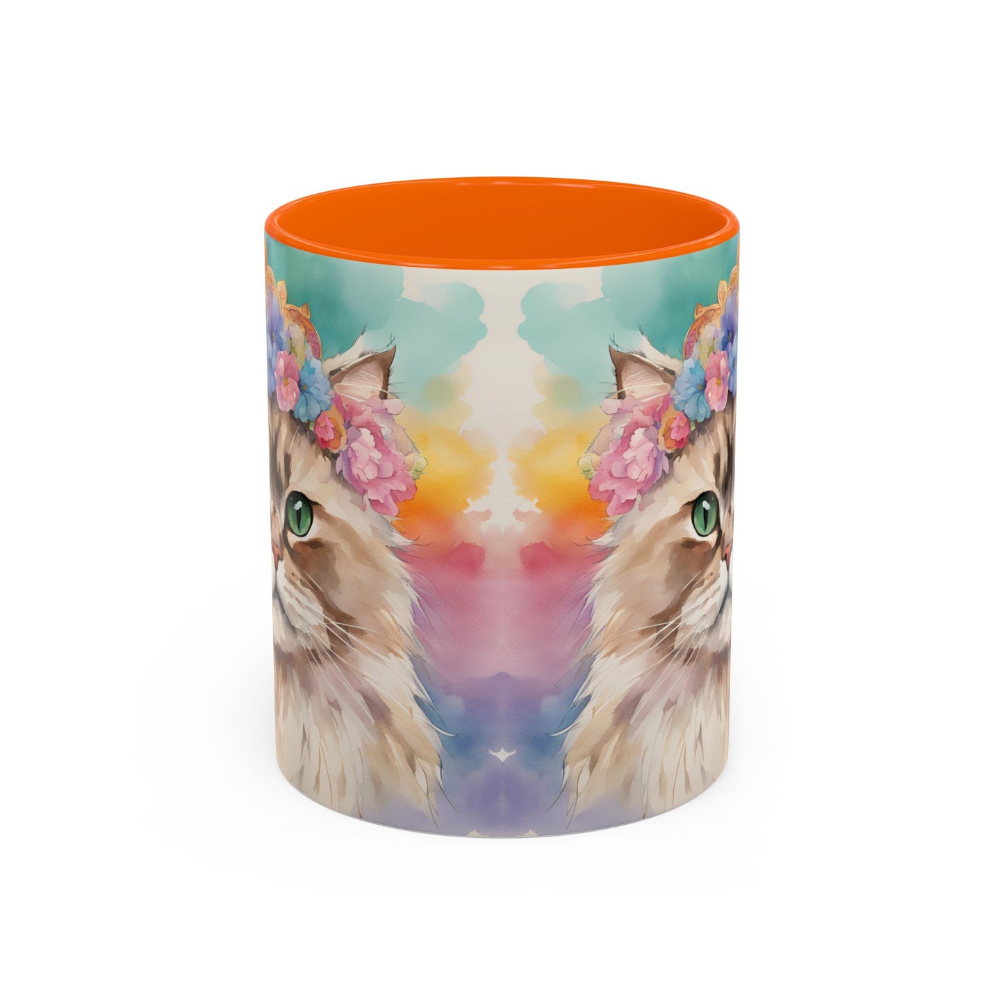 Floral Siamese Cat 02 Accent Coffee Mug - 11oz Perfect for Cat Lovers & Gifts