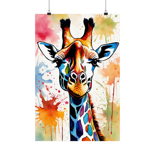 Multicolored Giraffe 03 Matte Vertical Poster