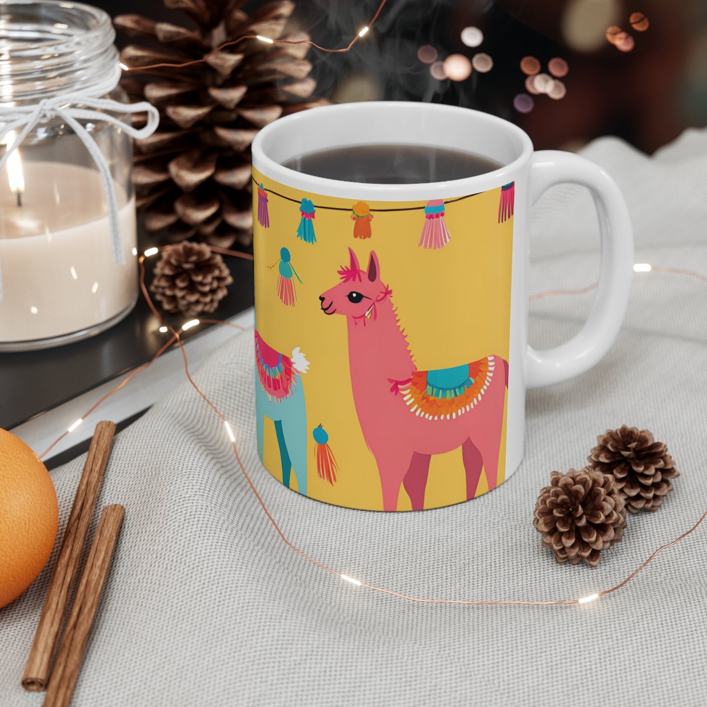 Playful Llama 6 White Ceramic Mug 11oz