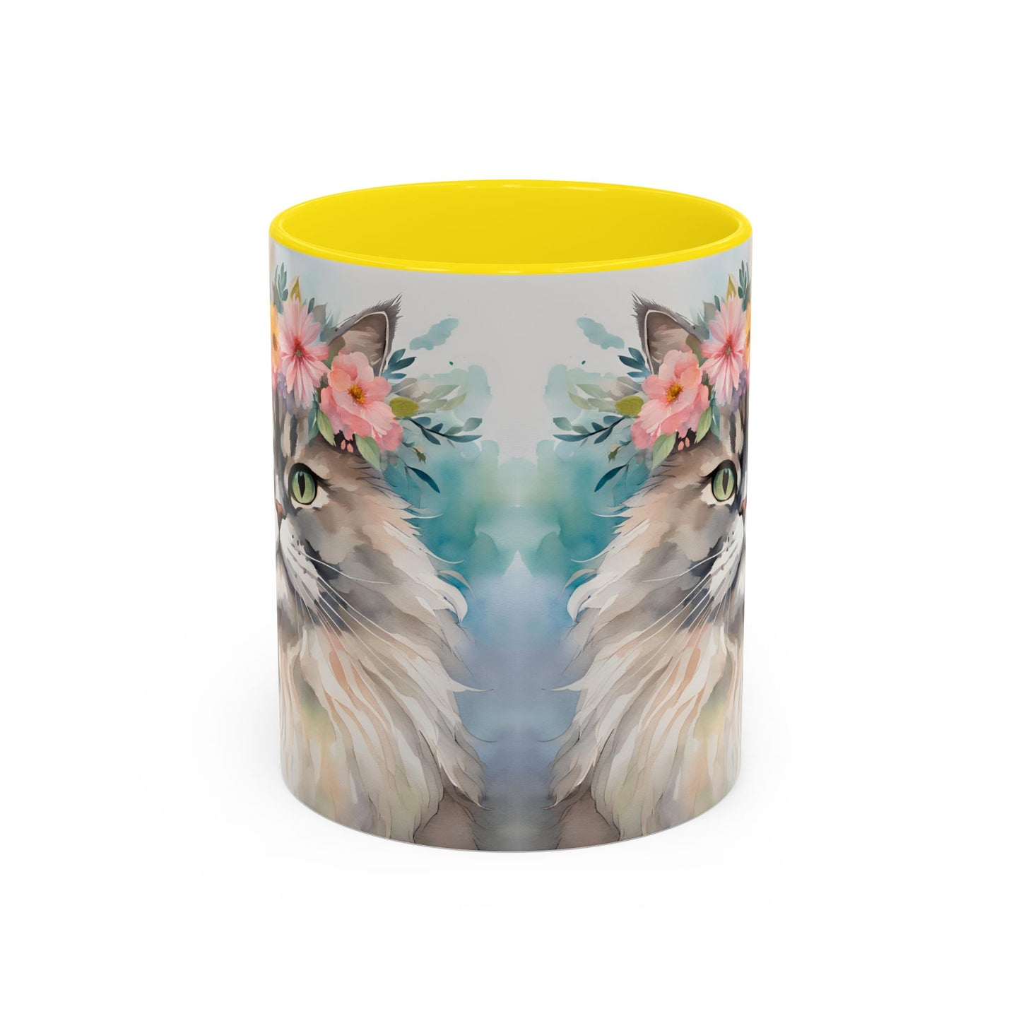 Floral Siamese Cat 01 Accent Coffee Mug - 11oz Perfect for Cat Lovers & Gifts