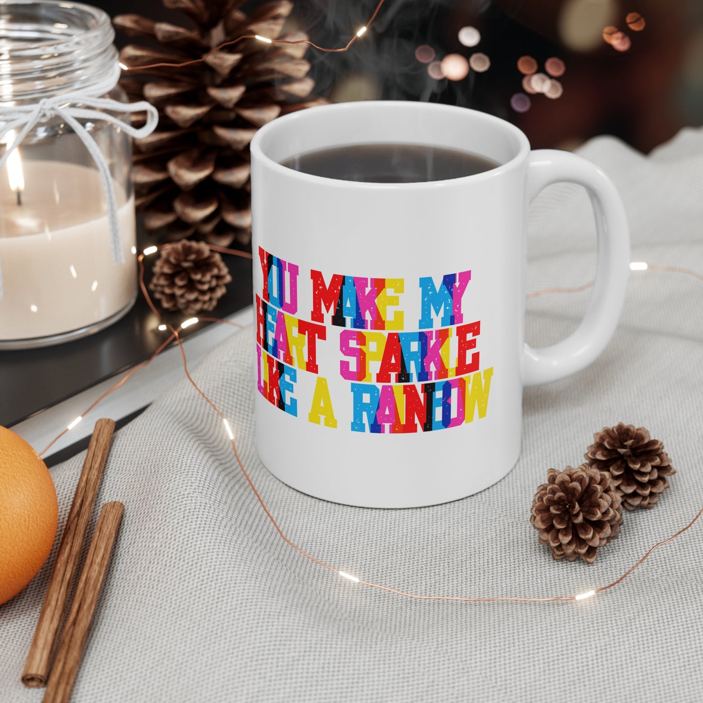 You Make My Heart Sparkle Like A Rainbow Valentines Mug Ceramic 11oz