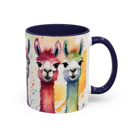 Multicoloured Llama 2 Accent Mug 11oz