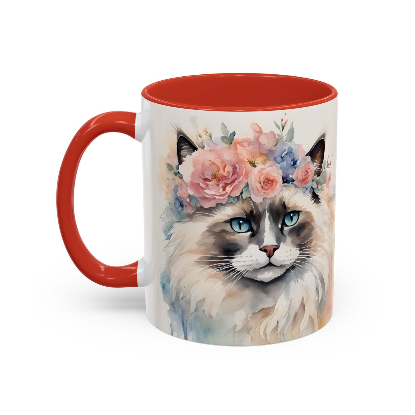 Floral Siamese Cat 04 Accent Coffee Mug - 11oz Perfect for Cat Lovers & Gifts