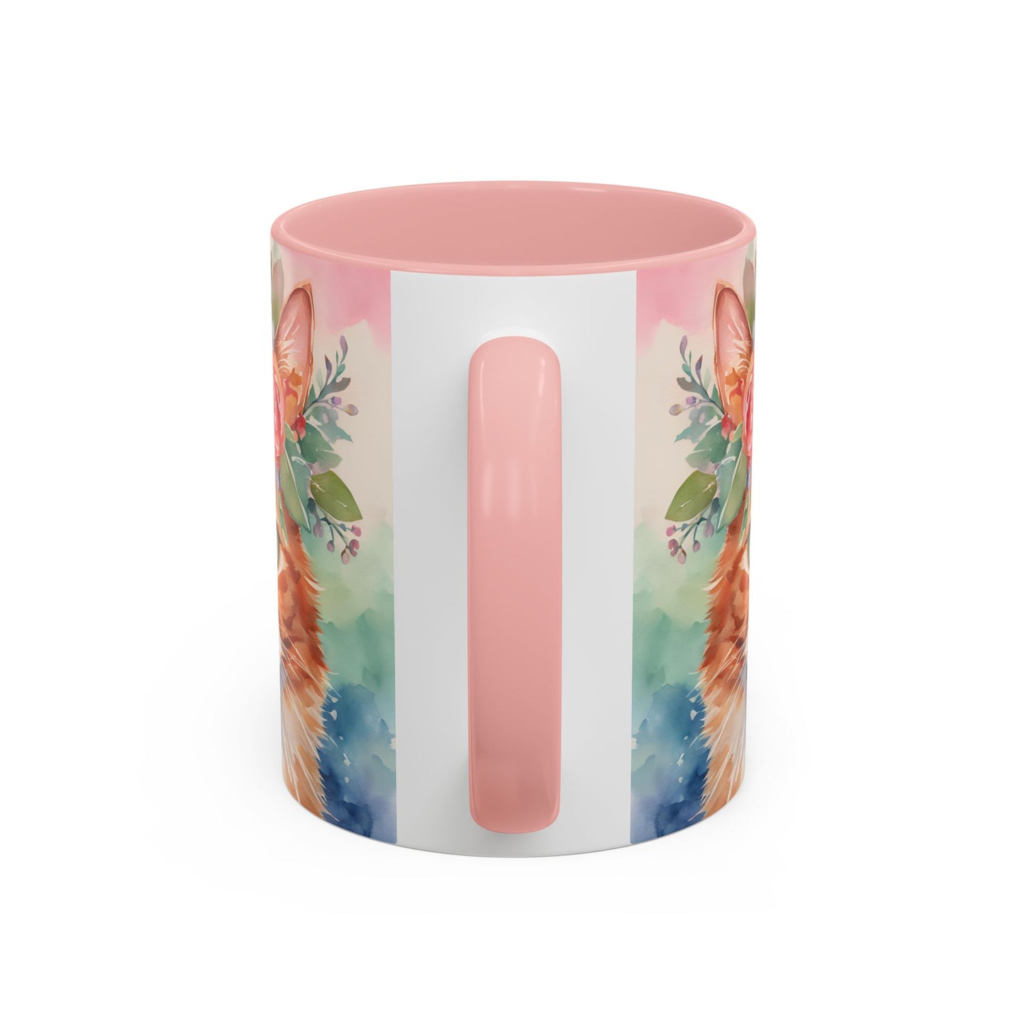 Floral Ginger Cat 01 Accent Coffee Mug - 11oz Perfect for Cat Lovers & Gifts