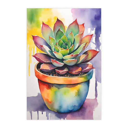 Multicolored Succulent 4 Indoor and Outdoor Silk Poster