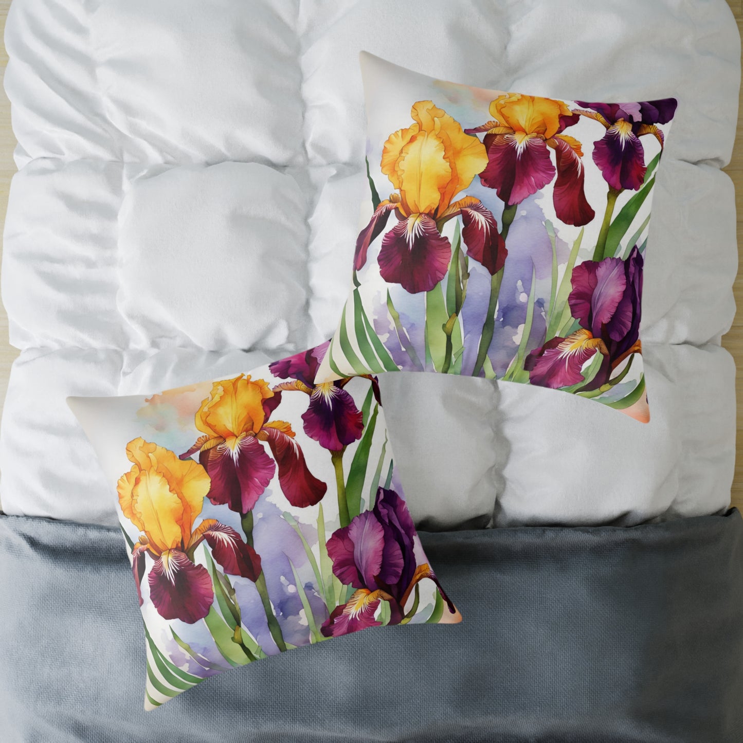 Irises 02 Poly Pillow - Natures Beauty Design
