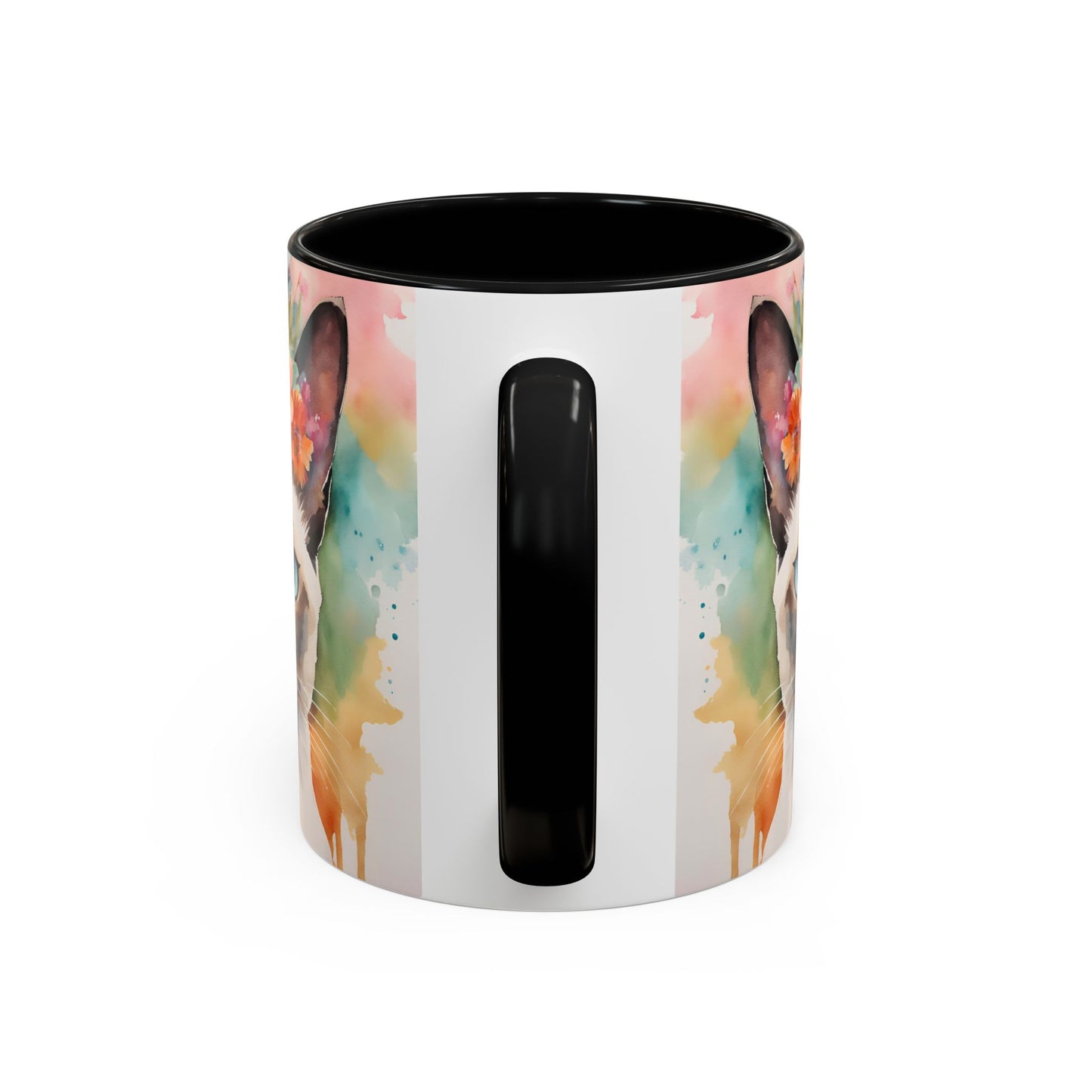 Floral Siamese Cat 02 Accent Coffee Mug - 11oz Perfect for Cat Lovers & Gifts