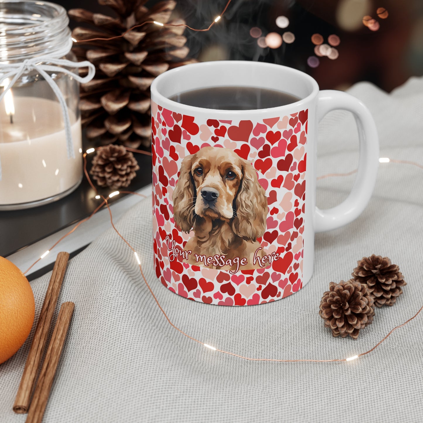 Personalized Pet Lovers Cocker Spaniel Valentines Mug Ceramic 11oz