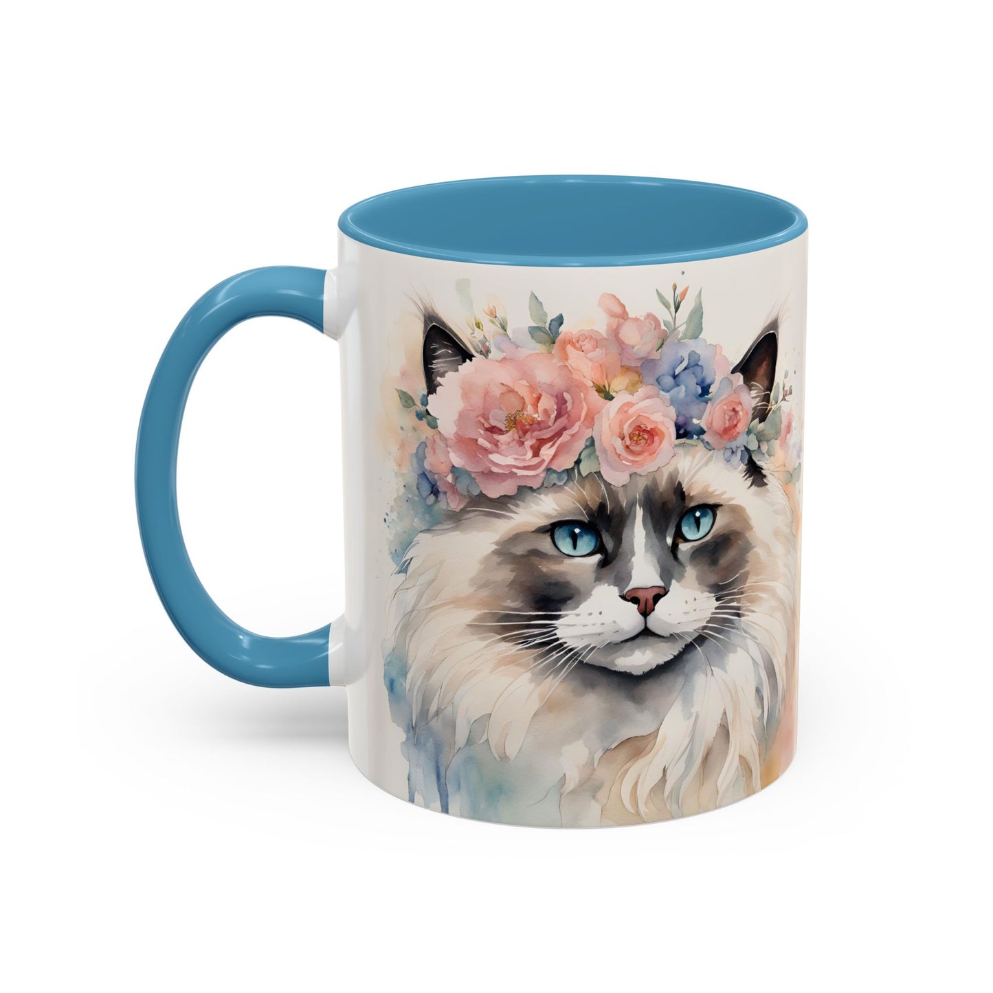 Floral Siamese Cat 04 Accent Coffee Mug - 11oz Perfect for Cat Lovers & Gifts