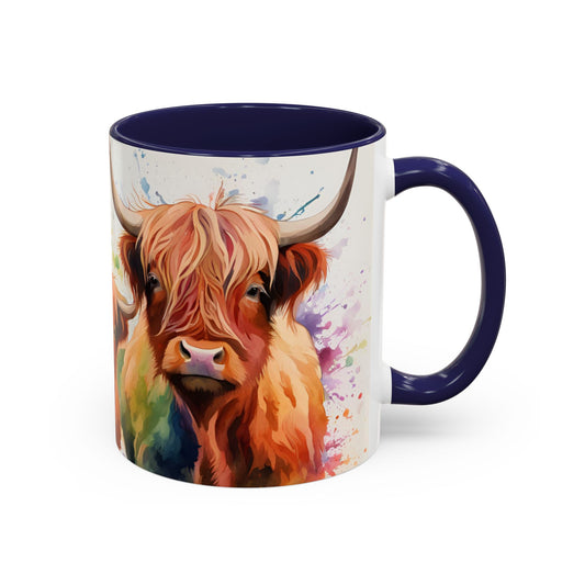 Multicoloured Highland Cow 3 Accent Mug 11oz