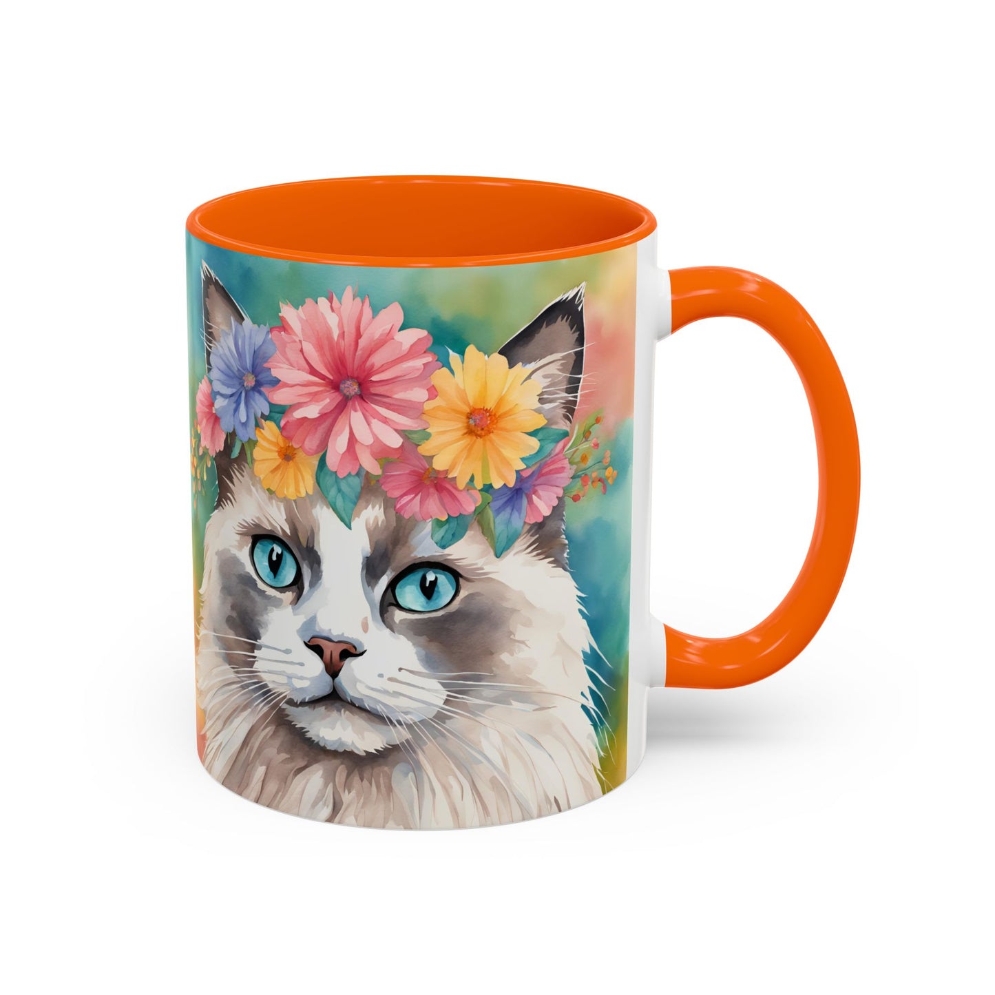 Floral Rag Doll Cat 01 Accent Coffee Mug - 11oz Perfect for Cat Lovers & Gifts